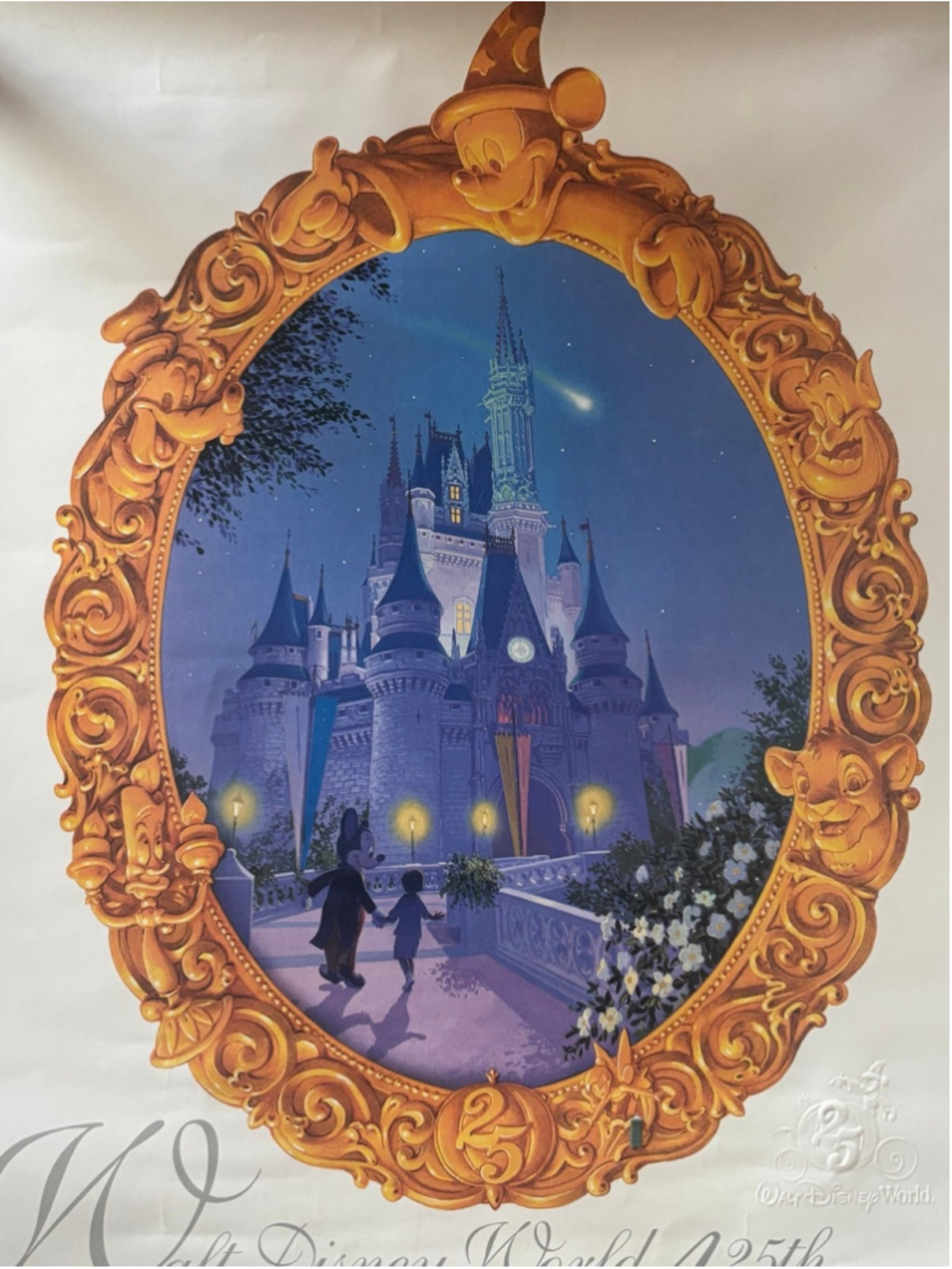 Vtg 1996 Walt Disney World 25th Anniversary Mickey's Castle Poster 20 x 16